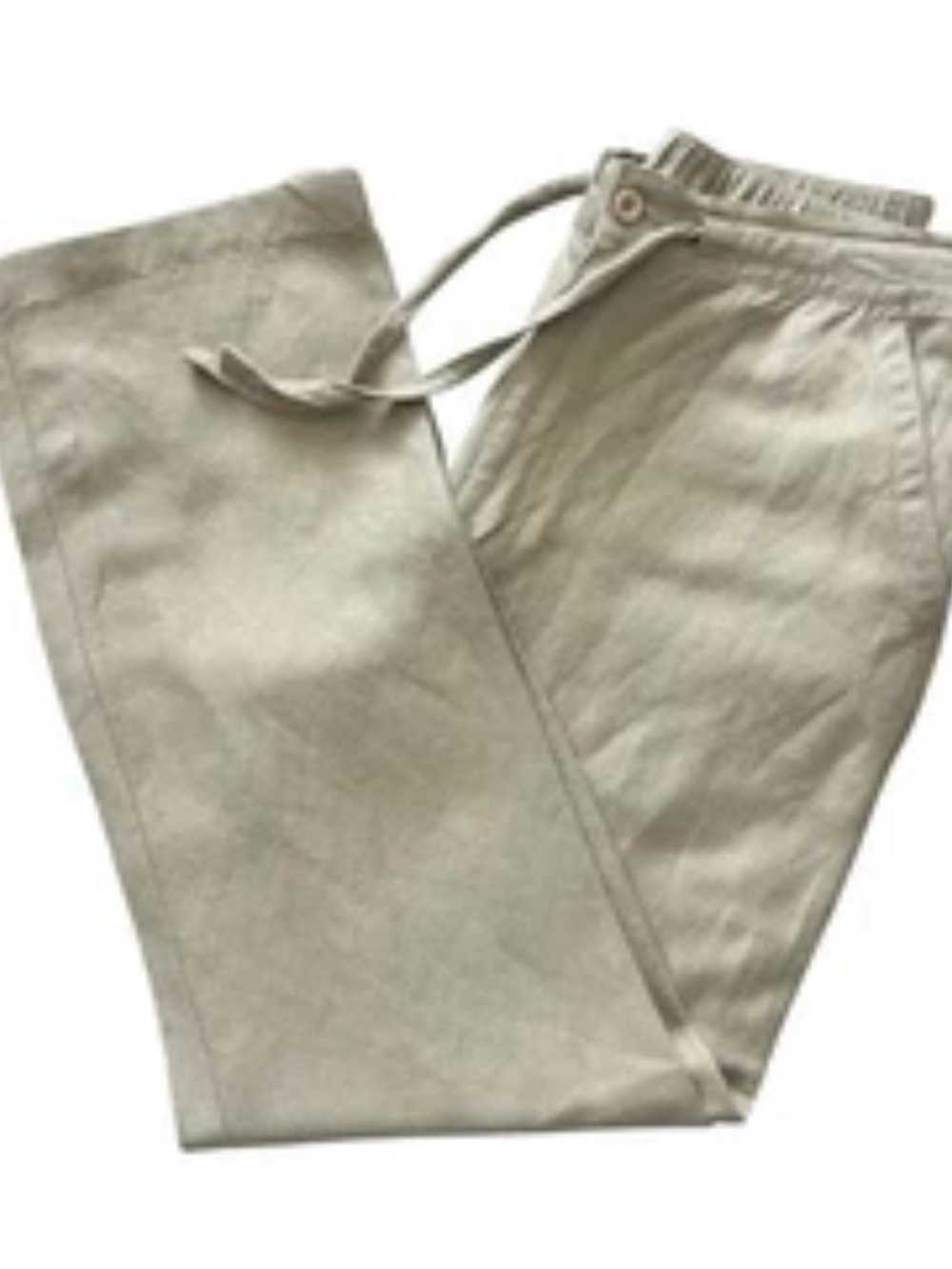 Cubavera Light Khaki Drawstring Linen-Blend Chinos